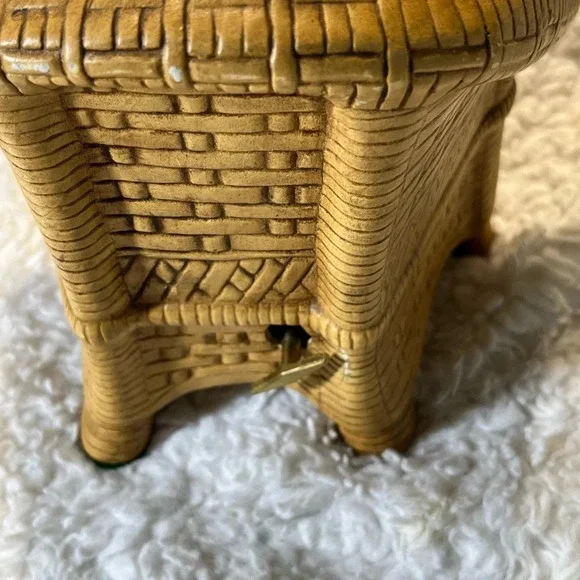 Rare Vintage Ceramic Girl in Wicker Chair Holding a Teddy Bear - Picture 7 of 8